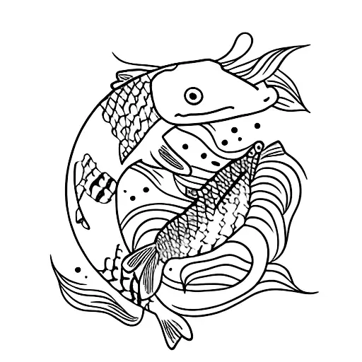 Koi Fish Going Up The Left Arm To The Shoulder With Many Flowers Around