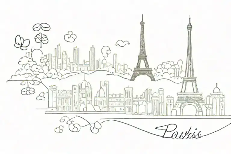 Paris Skyline Made In France With Cat Paw Print