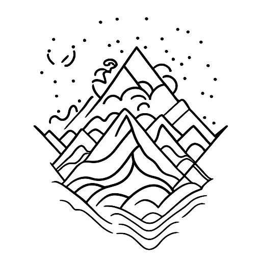 Mountain Range With A Trail Winding Through It