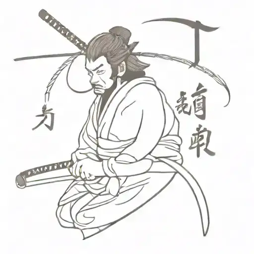 Samurai And A Japanese Text