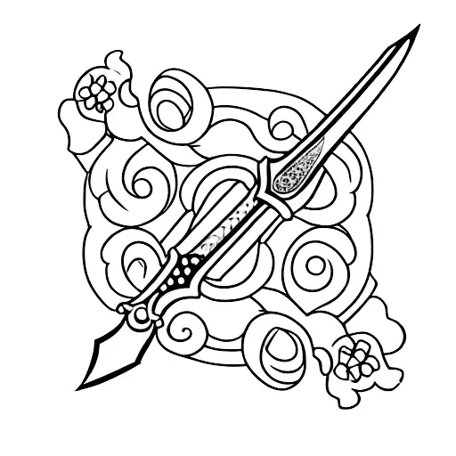 Sword With Flowers Around Handle