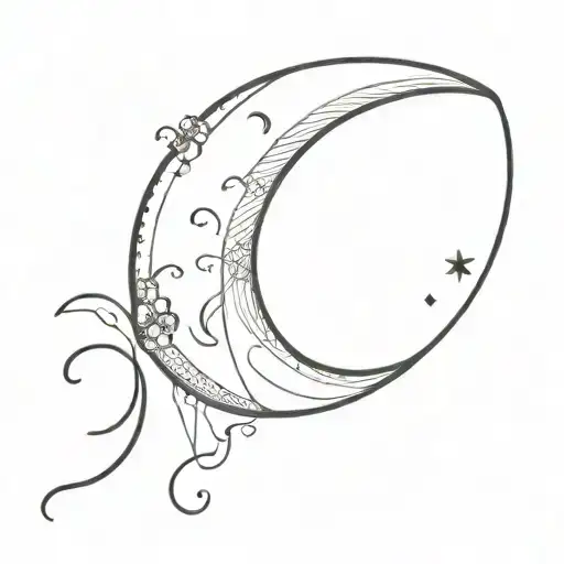Crescent Moon With A V Inside