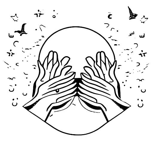 Silhouette Of Two Sisters Walking Hand In Hand On A Beach At Sunset