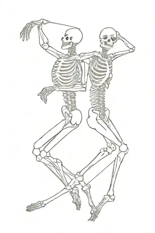 A Human Woman And A Male Skeleton Dancing Together