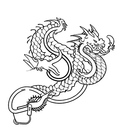 A Minimalist Tattoo Of A Dragon Wrapped Around A Stethoscope