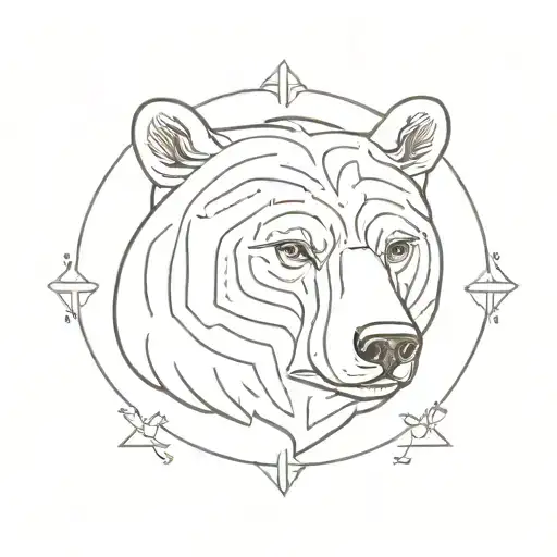 A Bear's Head Which Has The Zodiac Of Libra On Its Forehead