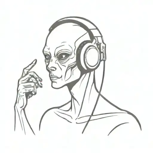 Alien With Headphones Listening To Music