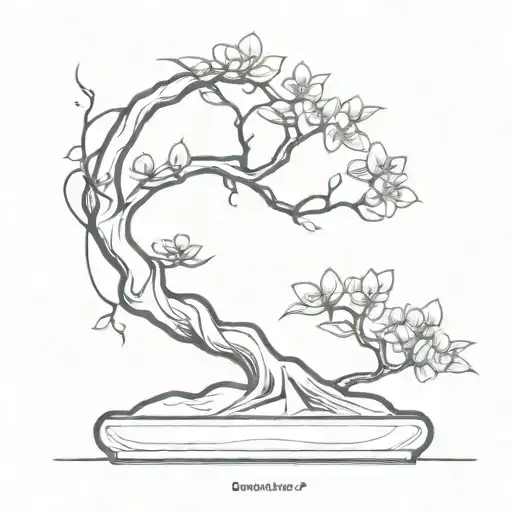 Bonsai Tree S Shape With Flowers Growing
