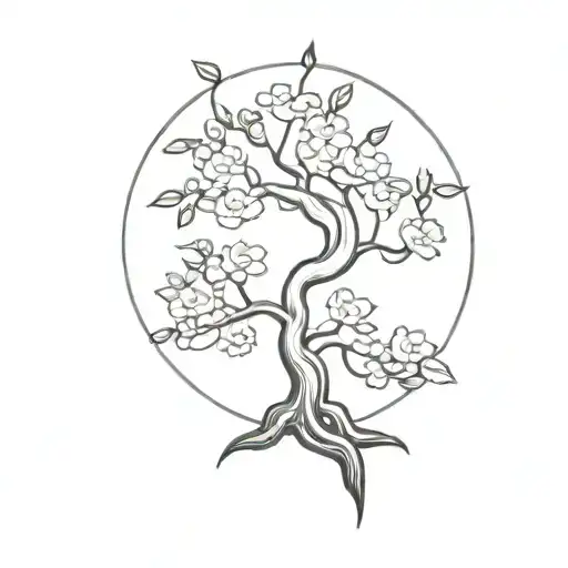 Bonsai Tree House Plant That Is Growing In An S Shape With Flowers Growing