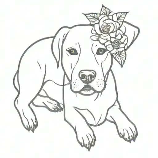 Deceased Dog With Flowers