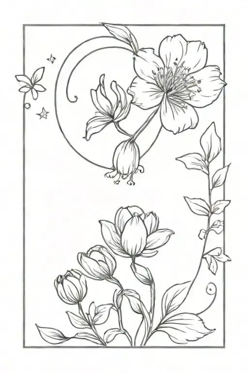 Carnation Flower Snowdrop Flower Moon Stars Kaiden