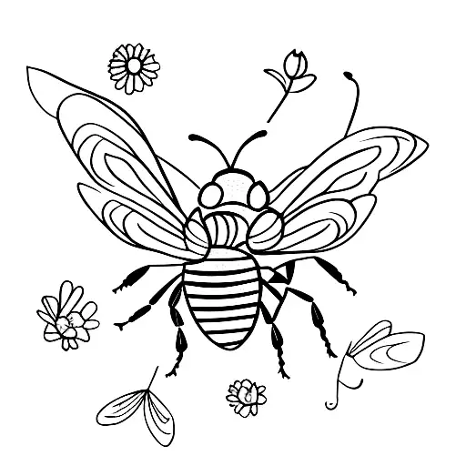 Bee With Flowers Inside The Wings