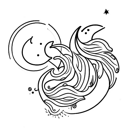 Crescent Moon And Flowers