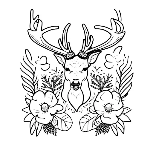 Deer Antlers With Flowers And Moccasin Boots