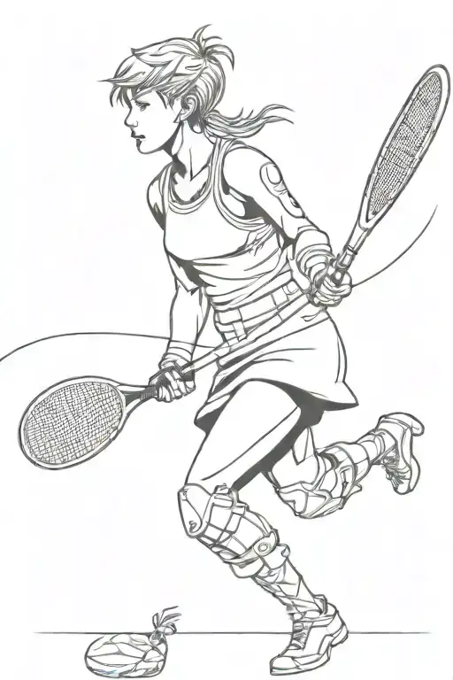 Female Warrior With Short Hair Who Wears Armor And Plays Tennis