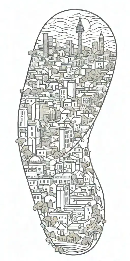 Barcelona Skyline And Spanish Plants Intertwined