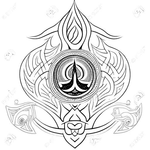 Trishul With Aum And Hamsa And Naga Cobra And Lotus