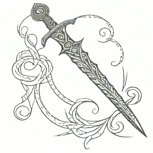 Sword Tattoo Featuring Intricate Patterns