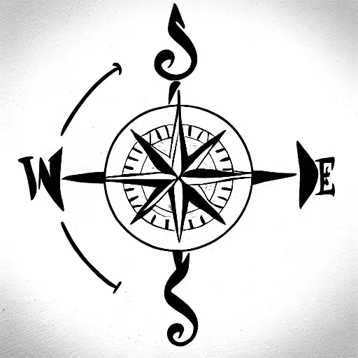 A Compass Mixed With Music Notes