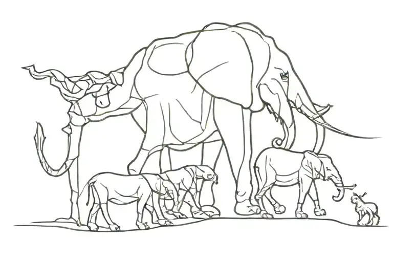 African Animals Walking Along