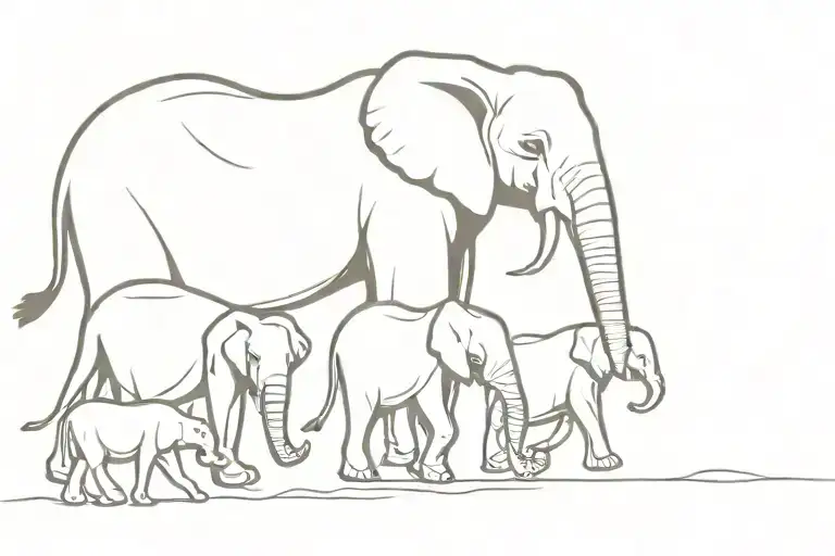 African Animals Walking In Line Drawing