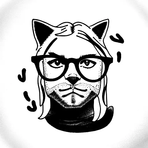 Cat With Kurt Cobain Glasses