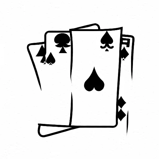 Two Friends Playing Cards Black And White Silhouette 2D