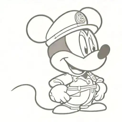 A Minimalist Silhouette Of Mickey Mouse Wearing A Police Uniform