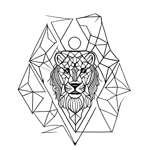 A Leo Zodiac Symbol Incorporated Into A Geometric Triangle Design