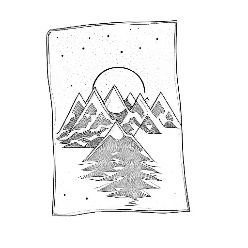 A Drawing Of A Mountain And A Peace Sign