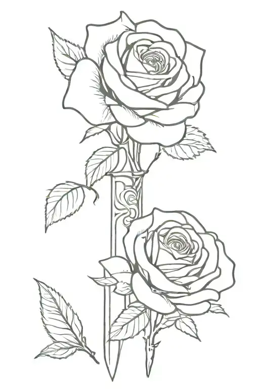 Knife And Rose With Dates