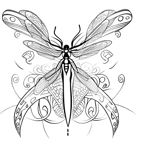 A Minimalist Tattoo Of A Dragonfly With Musical Notes As Its Wings