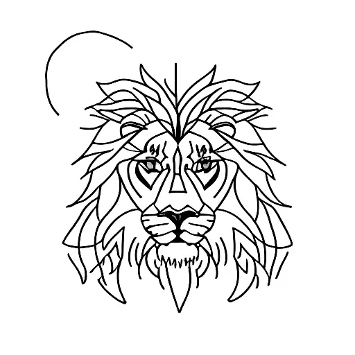 A Minimalist Tattoo Of A Majestic Lion Surrounded By A Lush Forest