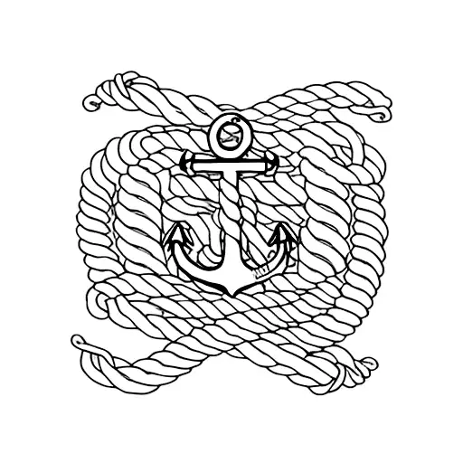 Anchor With Rope From Top Forming Letter C