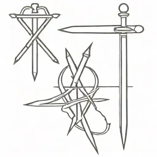 Three Swords Crossed Together Symbolizing Love