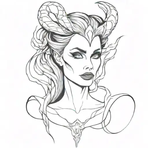 Maleficent And Medusa Combined Together Fineliners