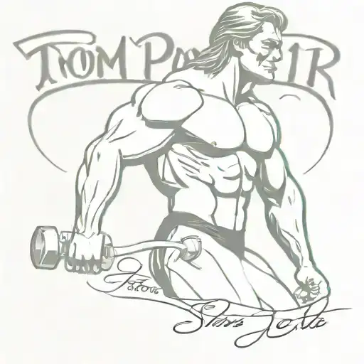 Tom Platz Bodybuilder Tattoo With A Quote Beside It Sick Piece