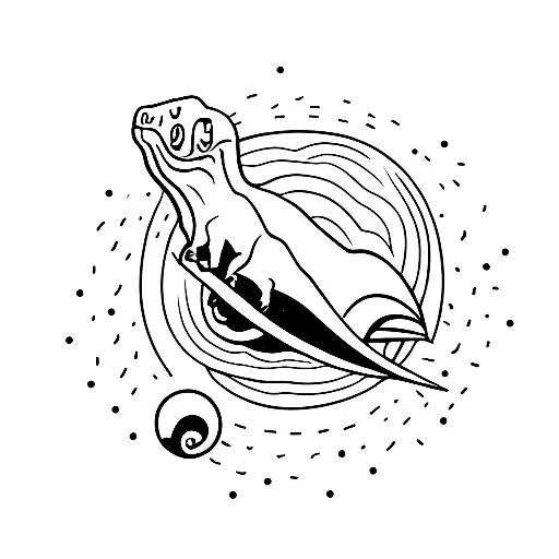 A Dinosaur Looking At An Incoming Meteor