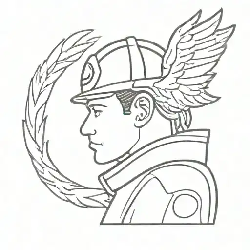 Firefighter In Profile With Angel Wings And Halo
