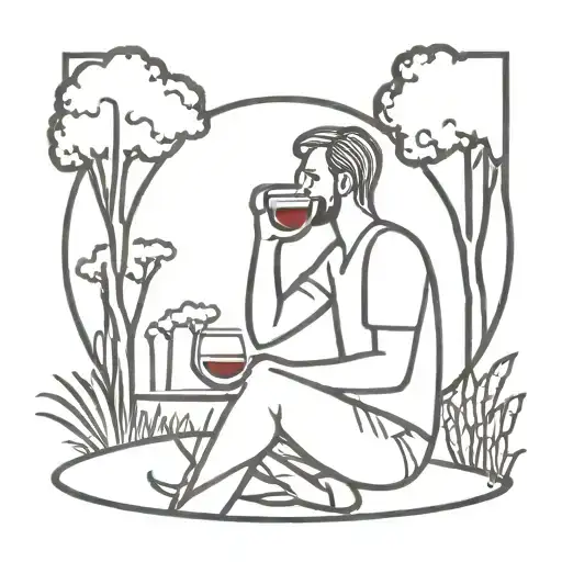 A Person Drinking Sangria In A Park In A Circular Frame With A Black Background