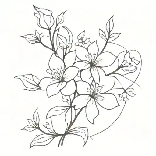 Floral Design Line Drawing