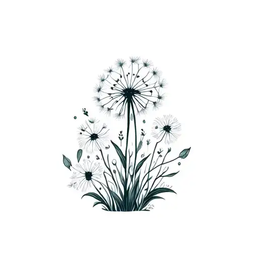 Dandelion And Other Wildflowers Growing In Wilderness