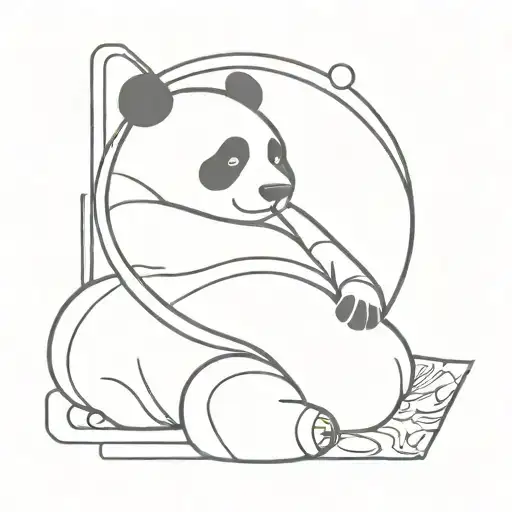 Panda Sleeping With The Planet Saturn