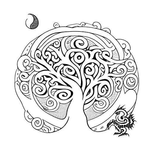 Tree Of Life With A Dragon