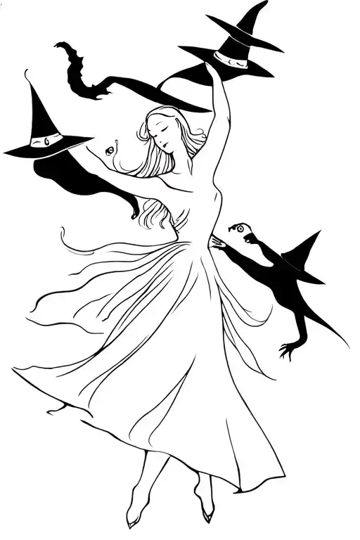 Witches Dancing Silhouette Surrounded