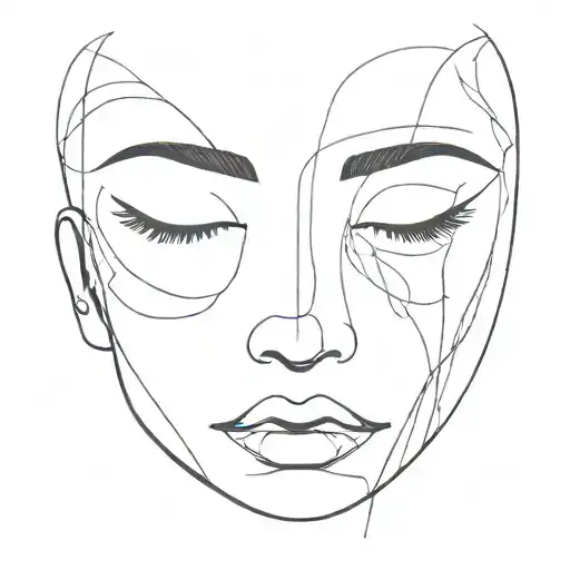 A Minimalist Abstract Face With Eyes Closed