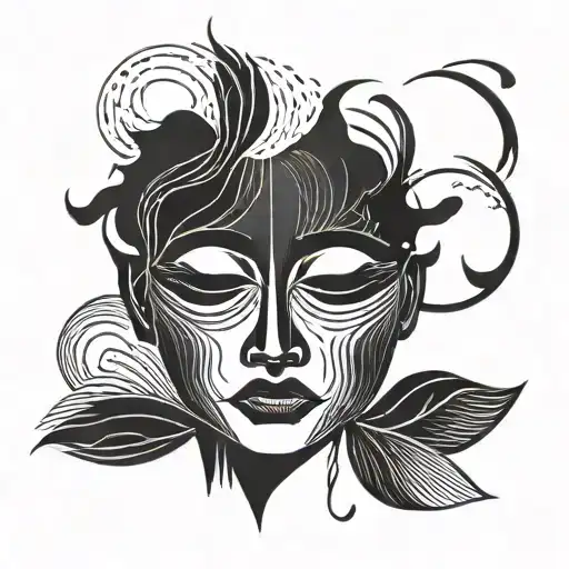 A Minimalist Abstract Contented Face With Eyes Closed