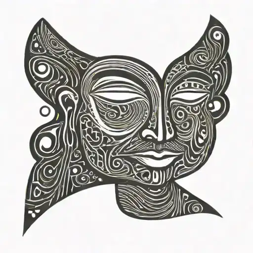 A Minimalist Abstract Contented Face With Eyes Closed