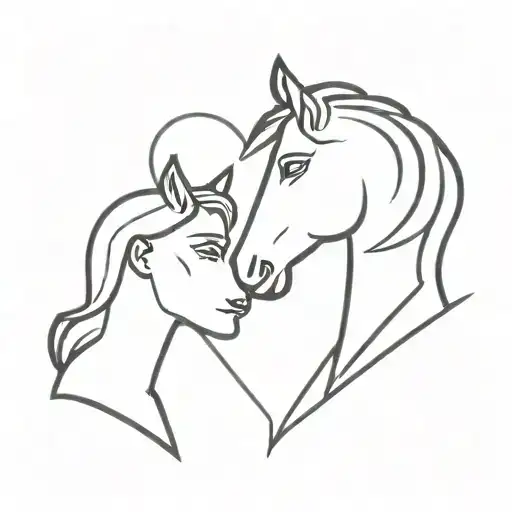 Horse Head And Woman Head Forming A Heart