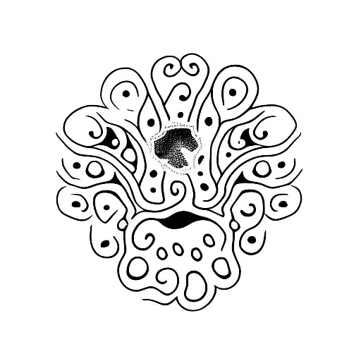 A Minimalist Tattoo Of A Dog's Paw Print Filled With Intricate Floral Details